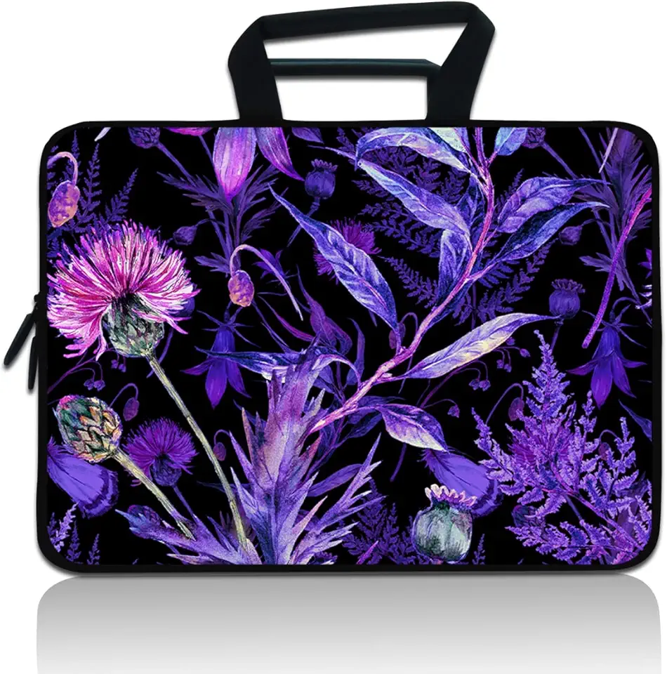 Capa para tablet de 7-9 polegadas, Evecase 7 ~ 22.9 cm ultra-portátil, bolsa de neoprene com zíper compatível com 7 8 8.5 8.9 9 9 Apple iPad Mini, Samsung Galaxy Tab, Google, Acer (flor roxa)