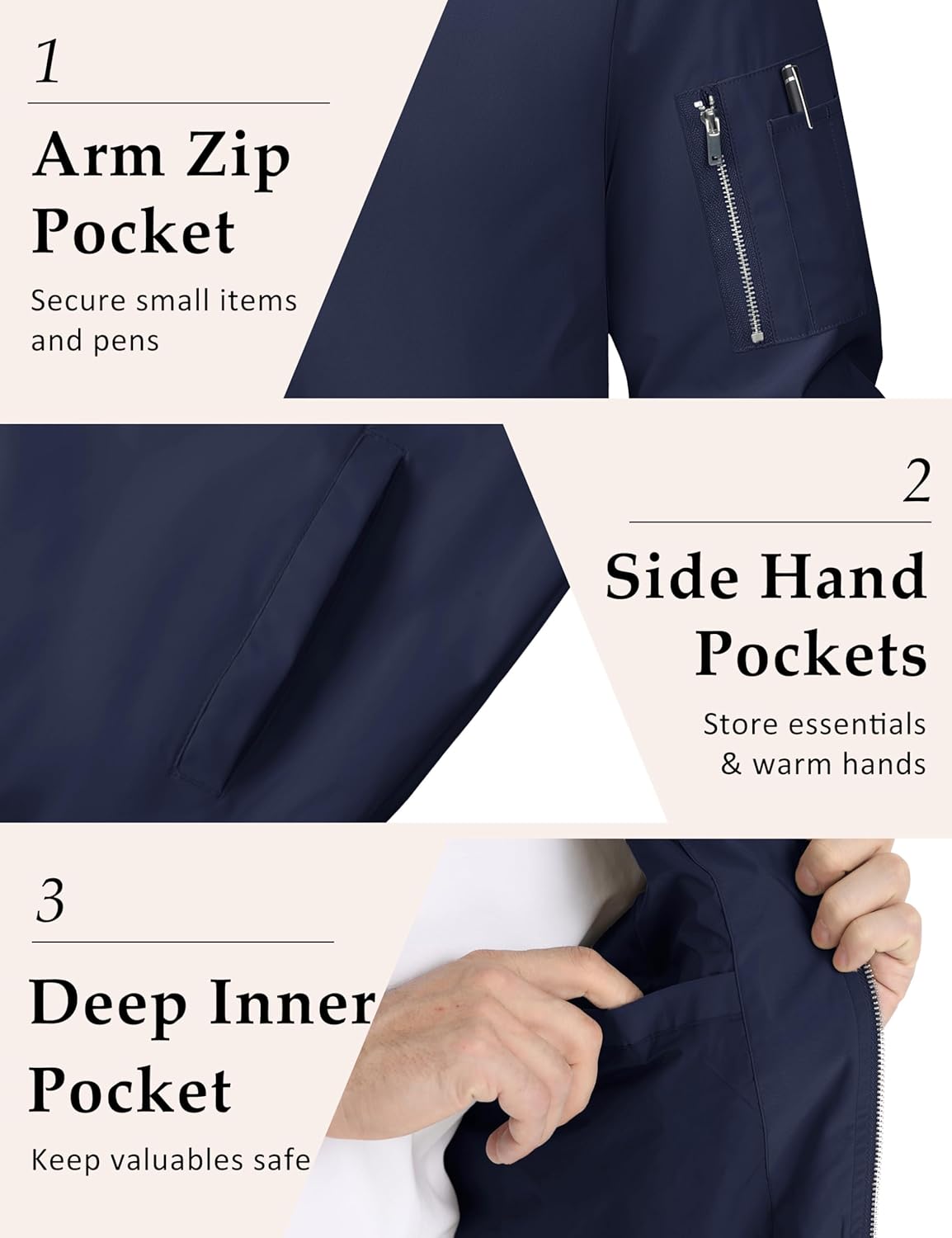 MAGCOMSEN Men's Jacket Lightweight Windbreaker Bomber Jacket Windproof Casual Jacket Zip Up Coats Outwear with 5 Pockets