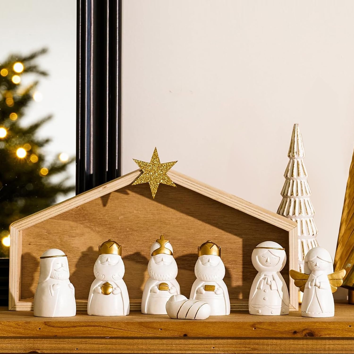 White Christmas Wood Nativity main image 0