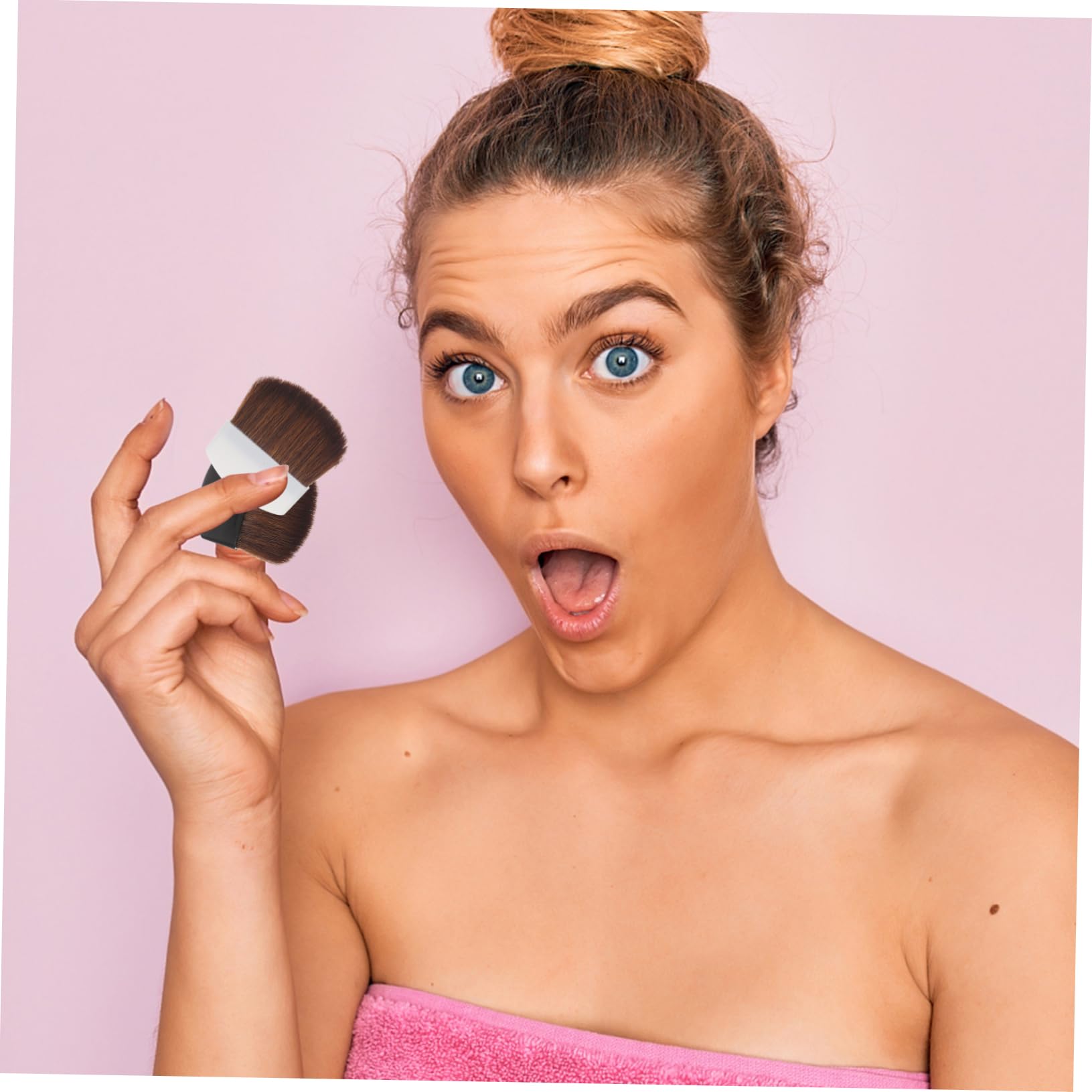 Brocha de Maquillaje Portátil para Rubor, Base, 2 Piezas