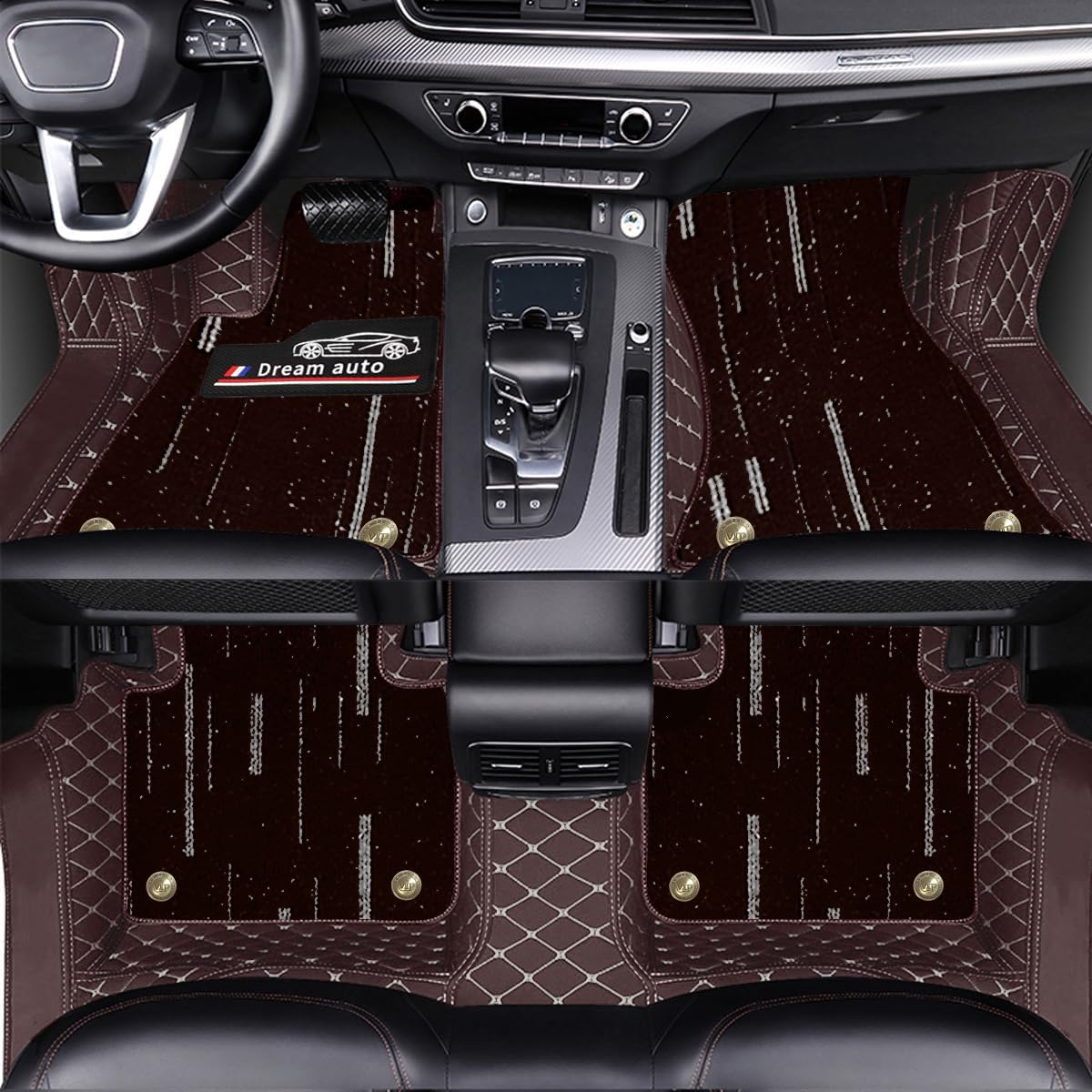 Car Floor Mats Full Set for 𝘾𝙝𝙚 𝙫𝙧𝙤 𝙡𝙚𝙩 Cruze 2017-2022 Heavy-duty double layers（PU Leather+Meteor Shower Carpet）Car Floor Liners Waterproof Anti-slip Car Rugs Custom Fit Carpet Mats