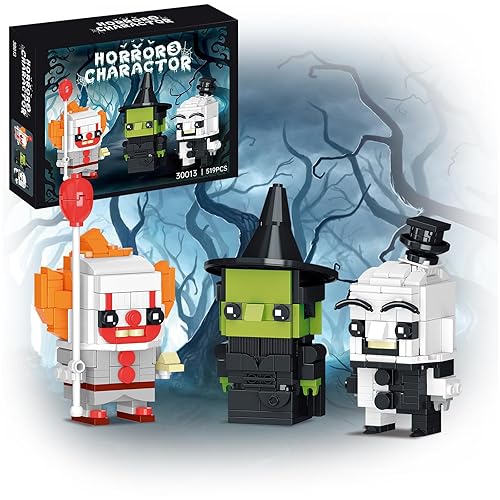 Halloween Horror Head Figure Building Set Compatible with Lego for Adults,Clown,Witch,Horror Decor for Fan, for Kids 519 pcs