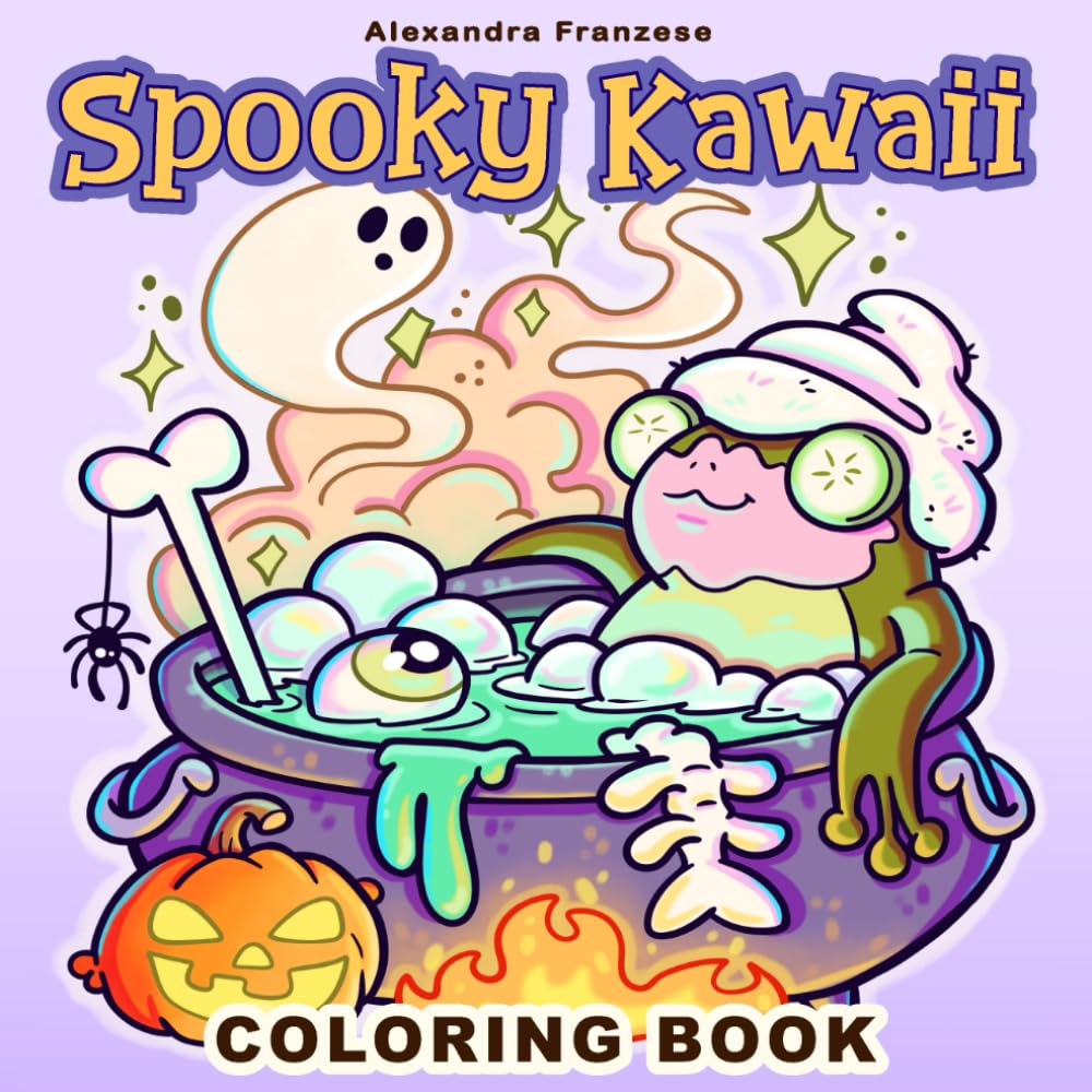 Spooky Kawaii Coloring Book: For Adults and Teens Featuring Cute Halloween Characters in a Variety of Easy to Color Scenes