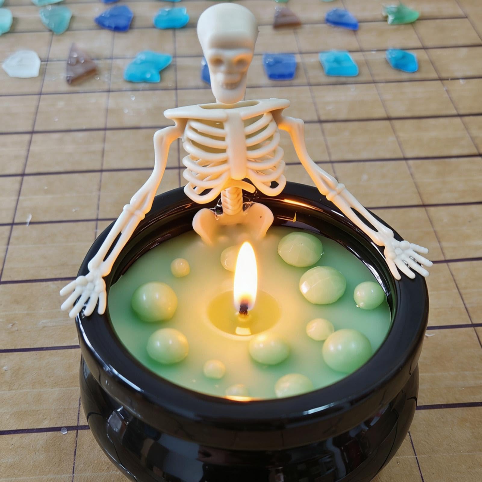 Vela De Halloween Con Forma De Caldero Acento decorativo gótico para el