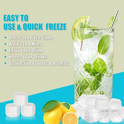 Miniatura 2 de Cubos de hielo reutilizables para bebidas, paquete de 50 cubos de hielo de plástico recongelables sin BPA, bebidas frías sin diluir, cubos de hielo