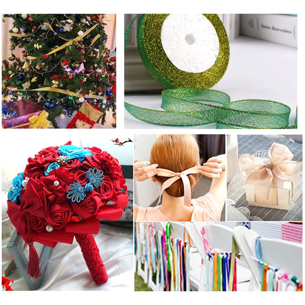 Cinta de 10 rollos de 1 cm x 22 m por ambos lados, brillante, textura sedosa, cinta de raso adecuada para ramo de flores, manualidades, cajas de regalo, accesorios para el pelo, vestidos