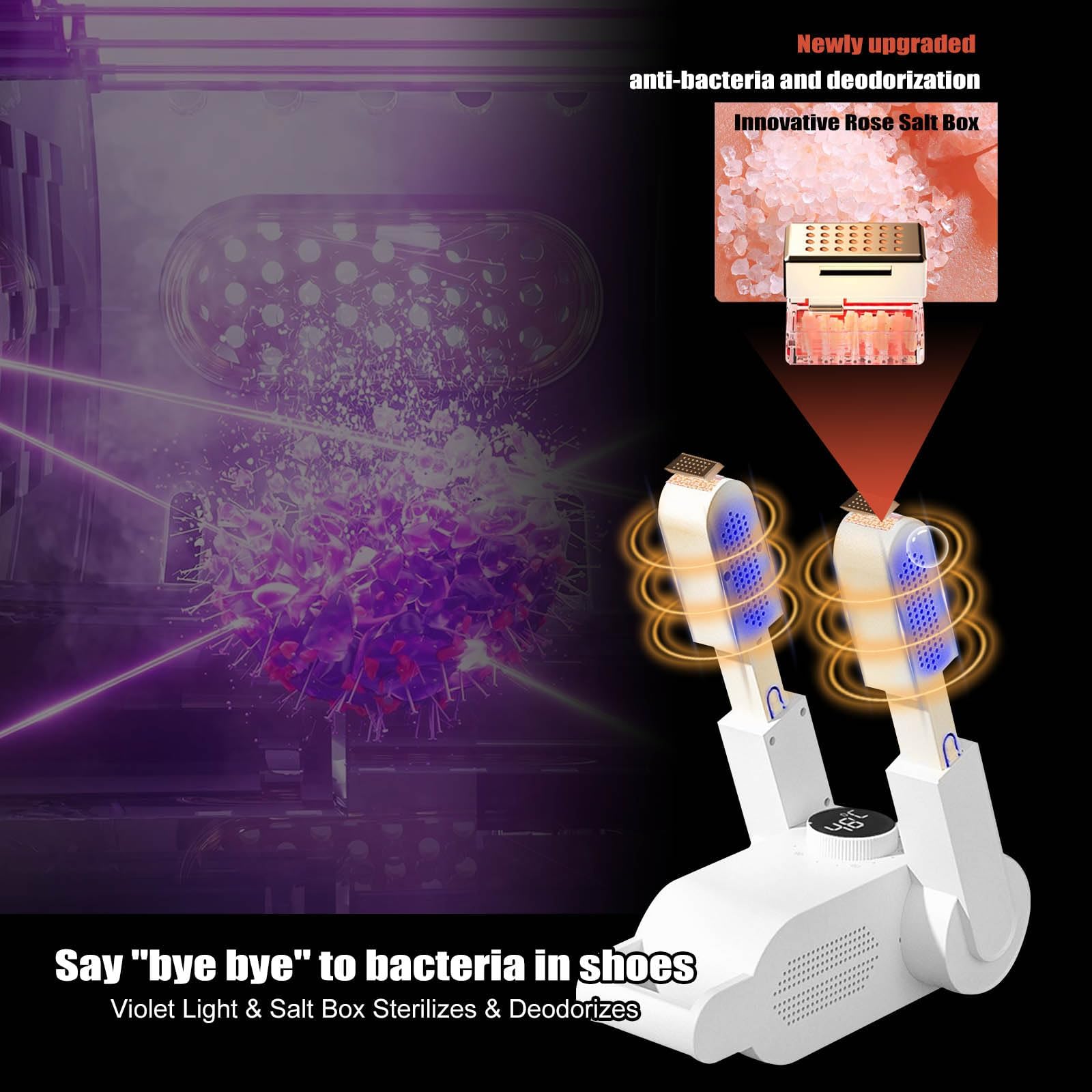 Seche Chaussure Electrique avec Minuterie, Lumière Violette et Charbon Actif - Sèche-Bottes Antibactérien