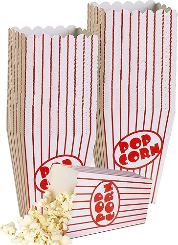Cajas de palomitas de maíz de noche de cine para fiesta (paquete de 80) Cubos de papel para palomitas de maíz Bolsas de palomitas de maíz rojas y