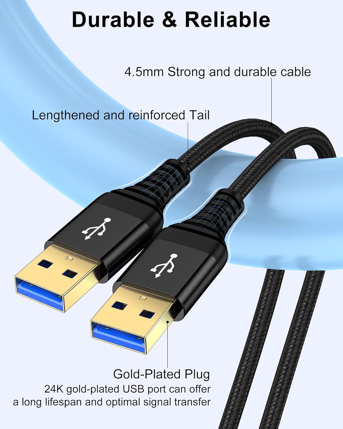 USB to USB Cable 6ft, Male to Male USB A To USB A Cable for WD Hard Drives, PC, Mac, Laptop, PS4, Xbox - USB 3.0 Type A Impresora Long Usba to Usba Cord, High-Speed Data Transfer Cable, 6 Foot 6FT Black image 4 of 7 B0DPQ59N9P