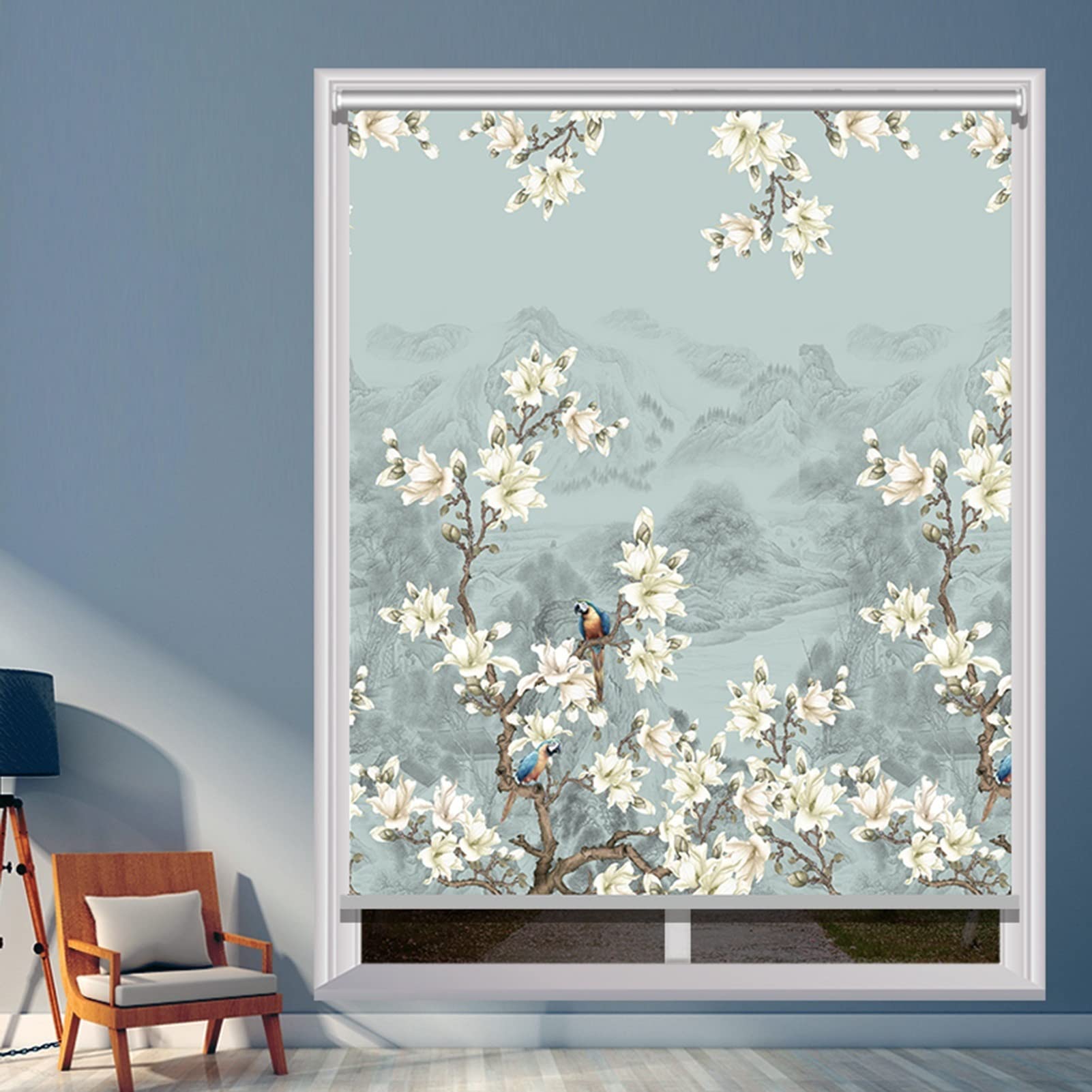 Store enrouleur imperméable - Motif floral pour contrôle de la lumière et de l'intimité - Convient pour la maison, la salle de bain et la cuisine