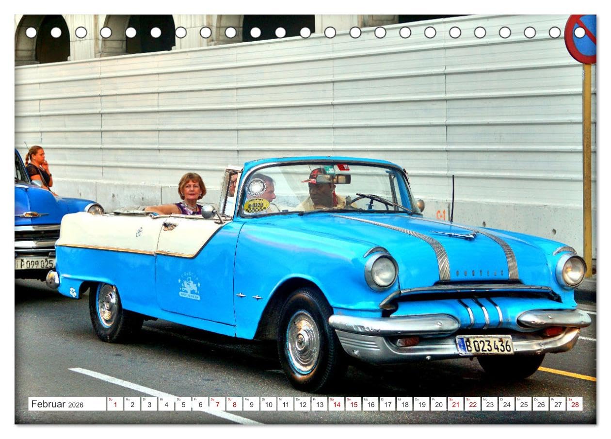PONTIAC '55 (Tischkalender 2026 DIN A5 quer), CALVENDO Monatskalender: Oldtimer der US-Marke Pontiac aus dem Jahre 1955 in Kuba