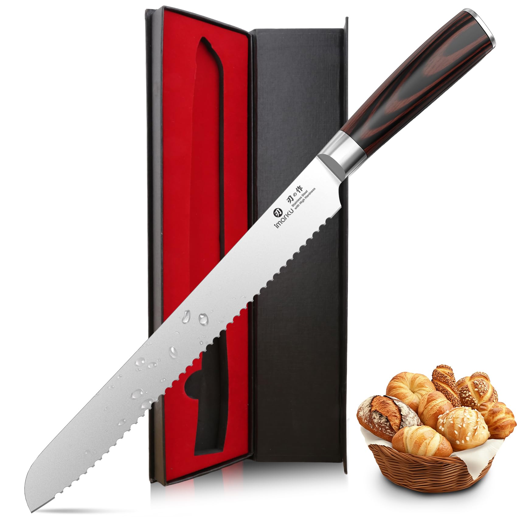 imarku 10 Inch Bread Knife for Homemade Bread Sourdough,German High Carbon Stainless Steel Serrated Knife with Ergonomic Handle,Ultra Sharp Razor Edge Slicing for Crusty Bread Cake, Fathers Day