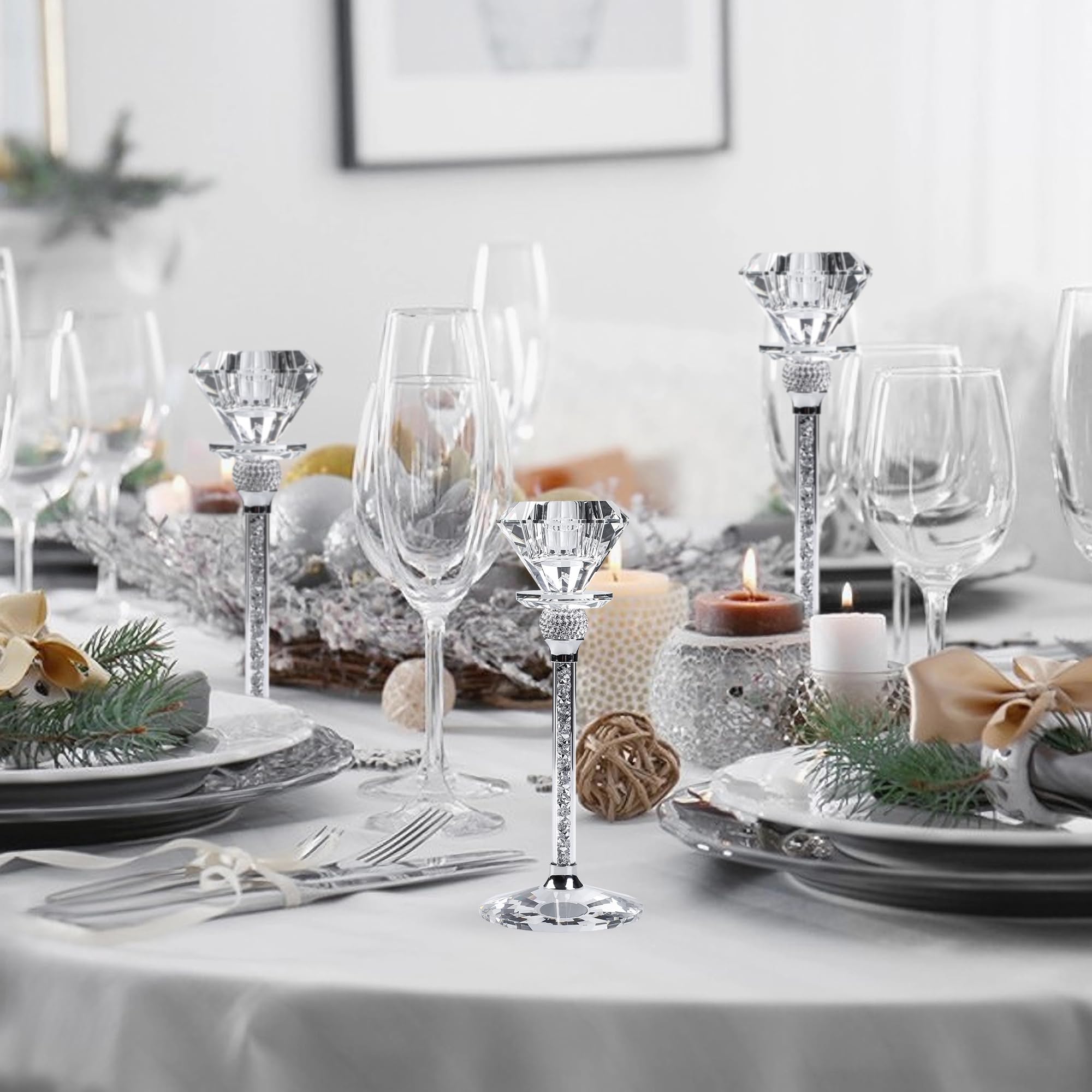 6 portacandele, portacandele in metallo per candele a colonna e candele da tavolo, per compleanni, matrimoni, Natale (nero) | Leroy Merlin