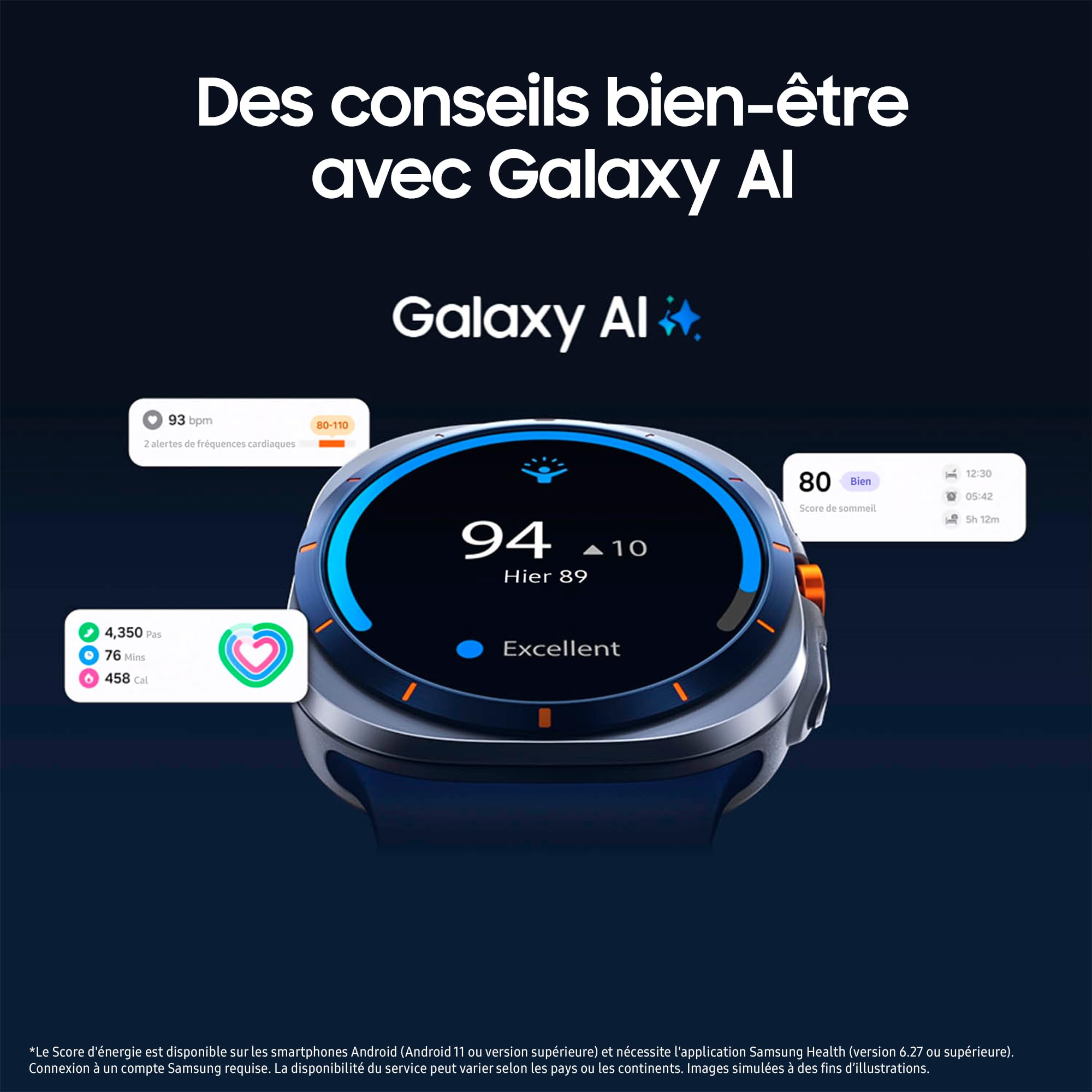 Samsung Galaxy Watch Ultra (2025), Montre Connectée, Bouton d'action, Galaxy AI, GPS Double fréquence, 4G, 47mm, Bleu Titane, Chargeur Secteur Rapide 25W Inclus, Version FR