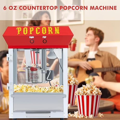 Miniatura 5 de Máquina de palomitas de maíz de 6 onzas, máquina de palomitas de maíz estilo bar, máquina de palomitas de maíz de 600 W, para fiestas de cine en