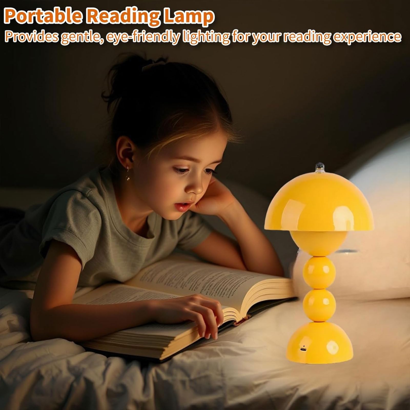 Lampada da tavolo ricaricabile, design a fungo LED, controllo touch, dimmerabile in 3 colori, ideale per camera da letto, cucina, esterni, campeggio e decorazione