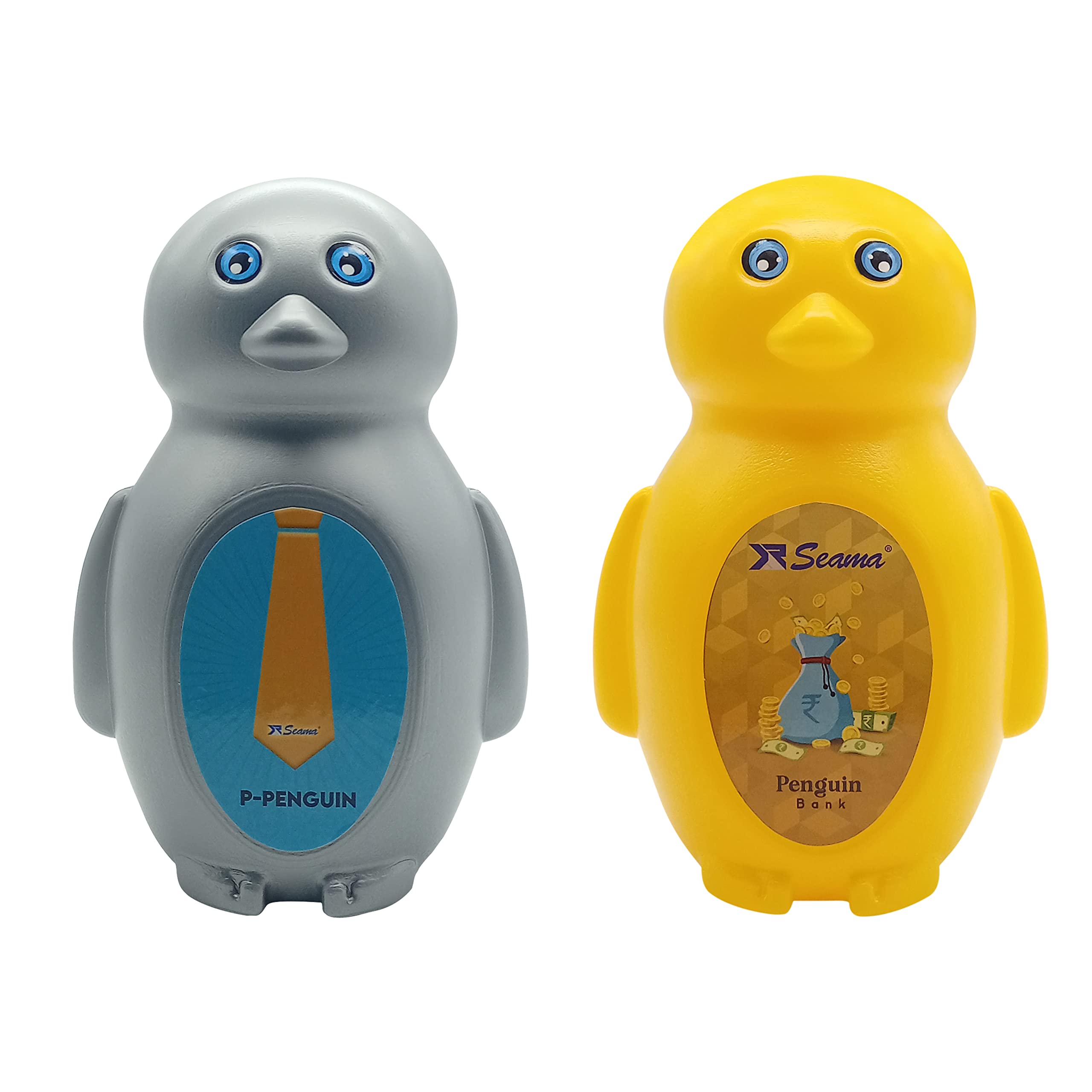 SEAMA Pengui Money Bank - Set of 2, Bottom Opening, Multicolor, Money Bank for Kids, Coin Box for Kids | Penguin Themed Money Bank | Plastic Money Bank | Piggy Bank (B0C61BM3MN) Amazon Price History, Amazon Price Tracker