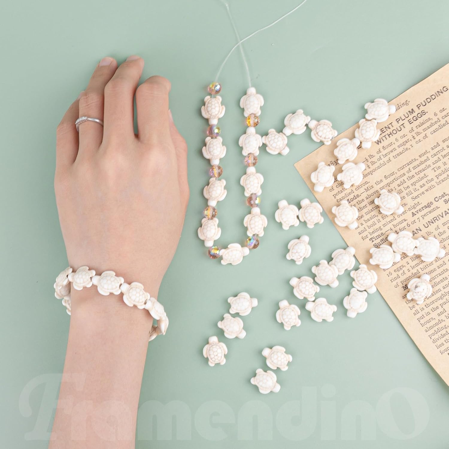 Framendino, 92 Pack White Turquoise Sea Turtle Beads Charms Synthetic Ocean Animal Spacer for Bracelet Necklace Making Jewelry - Image 7
