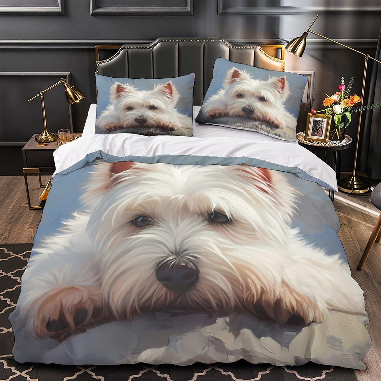 Housse de Couette Schnauzer pour Chambre Enfant et Adulte Lit King 220x240