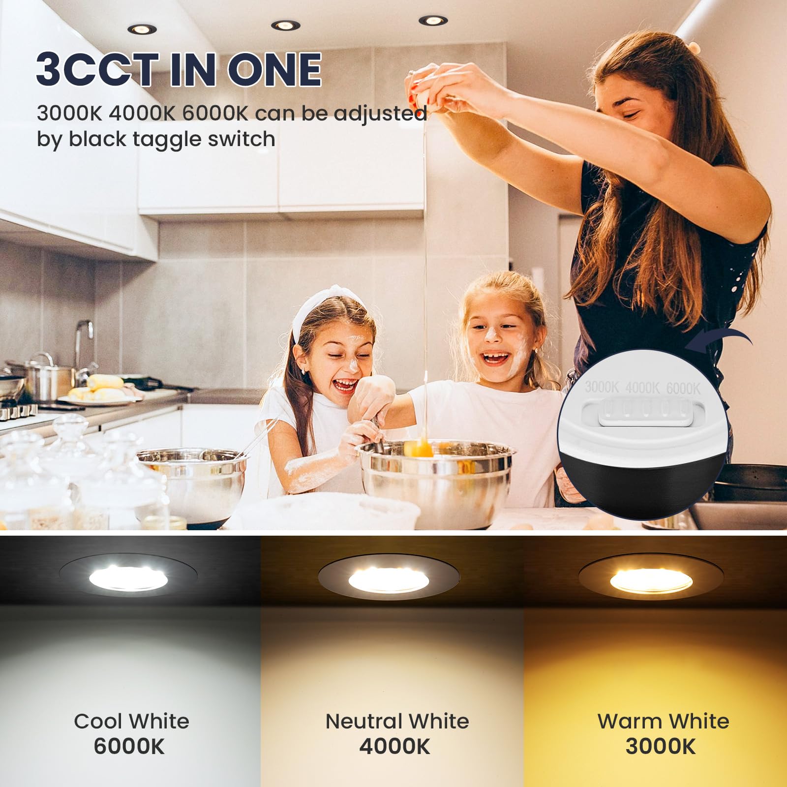 LED Einbaustrahler 230V Dimmbar Schwarz LED Spots 6W IP44 Bad Einbauleuchten Schwenkbar Deckenspots,Warmweiß Neutralweiß Kaltweiß deckenleuchte für Badezimmer Küche Wohnzimmer,6er Set
