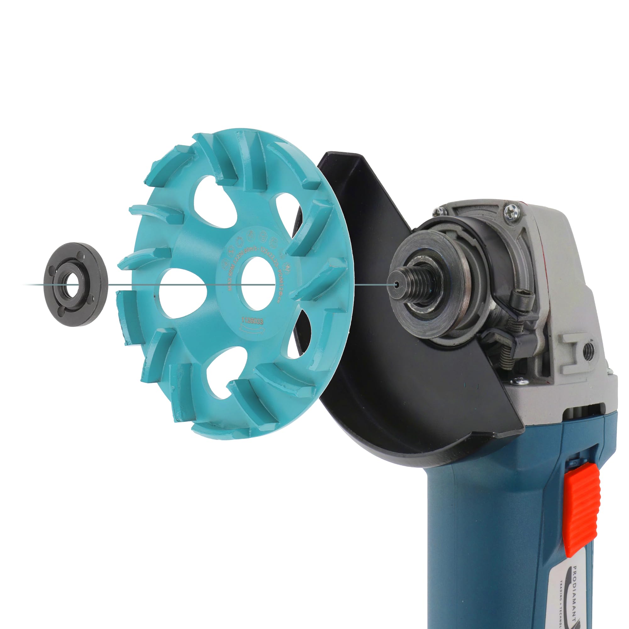 PRODIAMANT TurboFlex - Disco abrasivo de diamante (125 mm, M14, 15 segmentos de tejado, para hormigón, pavimento, nivelación, yeso, pintura, pegamento y recubrimientos epoxi)
