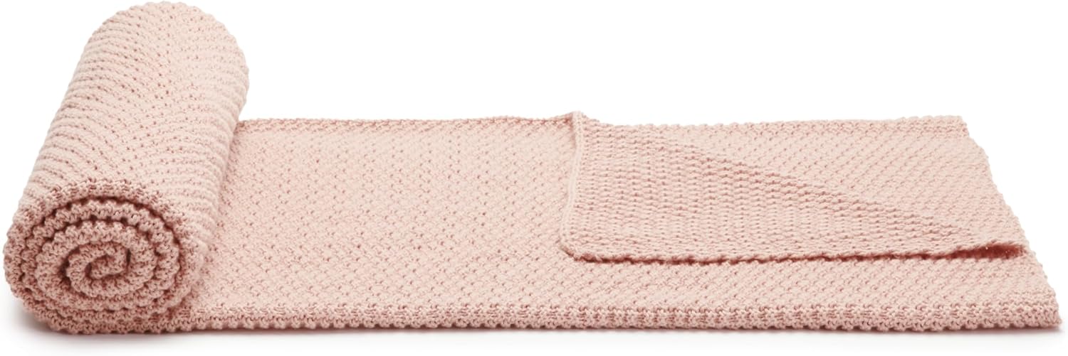 Amazon Basics Chunky Cable Knit Throw Blanket for Couch, Sofa, Bed, Lightweight Soft Cozy, 50" x 60", Dusty Rose - Image 4