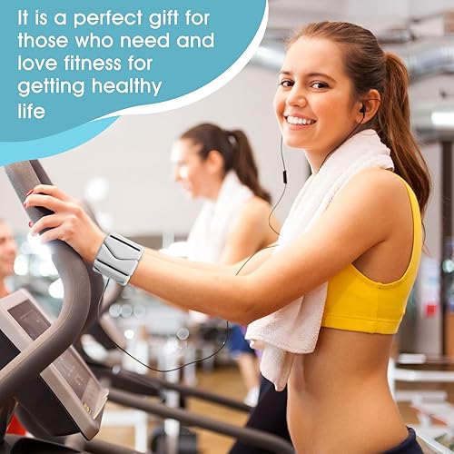 Miniatura 6 de Pesas de muñeca, pesas de muñeca y tobillo para mujer, brazaletes de silicona ajustables de 2 libras (1 libra cada uno), se adapta a yoga, pilates,