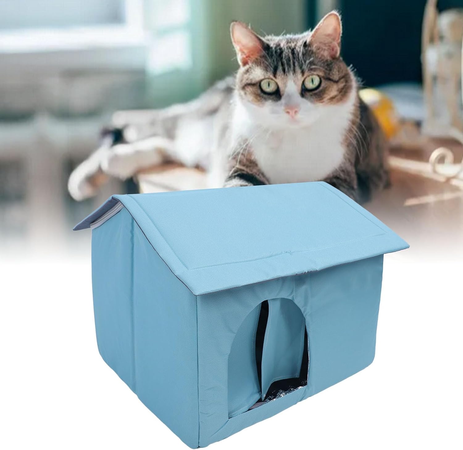 CCYLEZ Cooling Cat Cave, Cat Cooling House Insulated Weatherproof for Outdoor (46x30cm/18.1x11.8in #12)