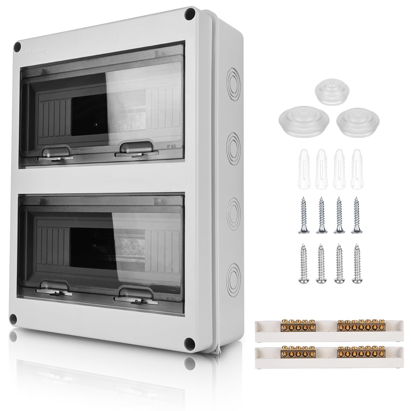 Boîtier électrique et étanche pour l'extérieur, IP65, 2 rangées, 24 modules pour disjoncteur mural