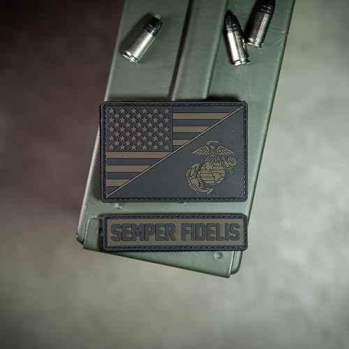 Miniatura 3 de Juego de parches del Cuerpo de Marines de los Estados Unidos parche de la bandera de los Estados Unidos parche de moral de PVC Semper Fidelis gancho