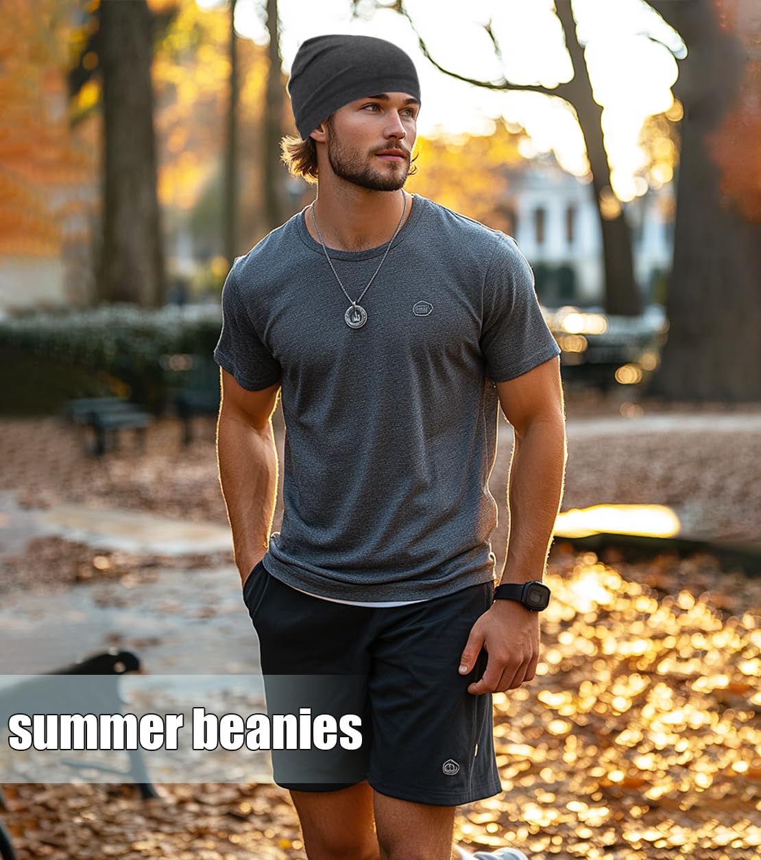 Lightweight Cotton Beanie, Summer Skull Caps, Dark Grey Breathable Thin Sleep Hats for Running Cycling Hiking Fishing (Dark Grey)