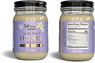 Tiny Bees 16 oz. Creamed Whipped Honey Raw Unfiltered, Premium Spun Honey, Product of USA, Plain