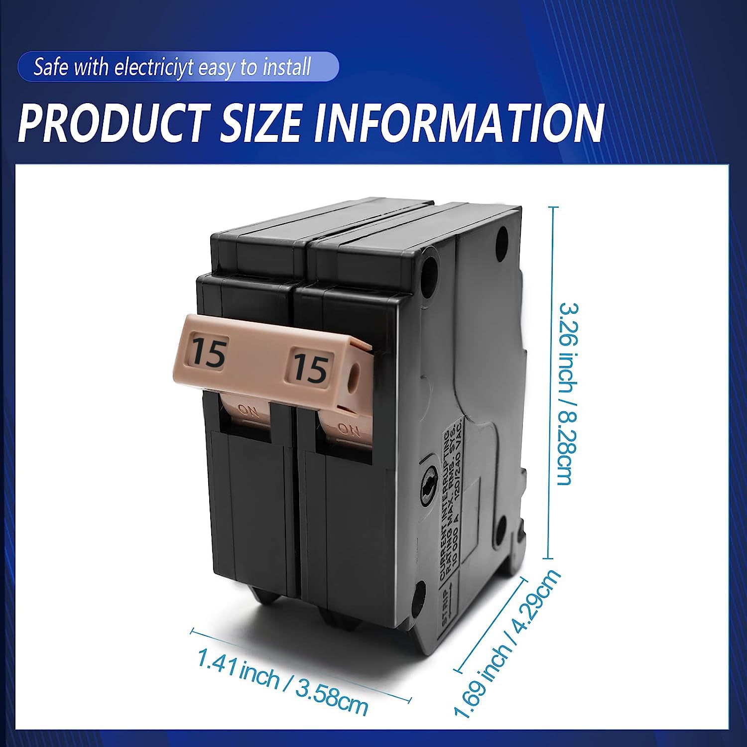 CH215 2-Pole 15-Amp Circuit Breaker Type CH 3/4-Inch Plug-On Molded Case Circuit Breaker Thermal Magnetic Protection 10 KAIC 120/240V Fit Cutler Hammer Load Centers(5 Years Warranty) Black