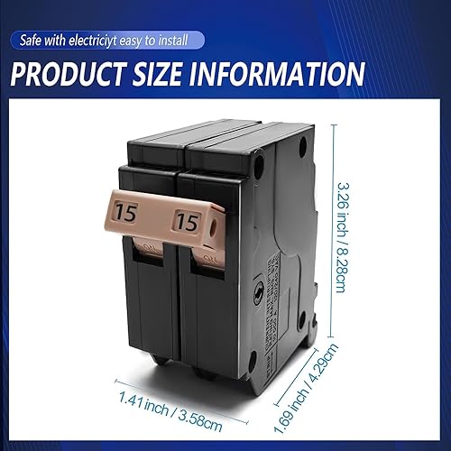 Miniatura 4 de CH215 - Disyuntor de 2 polos y 15 amperios, disyuntor tipo CH de 34 pulgadas, interruptor de caja moldeada enchufable, protección magnética térmica,