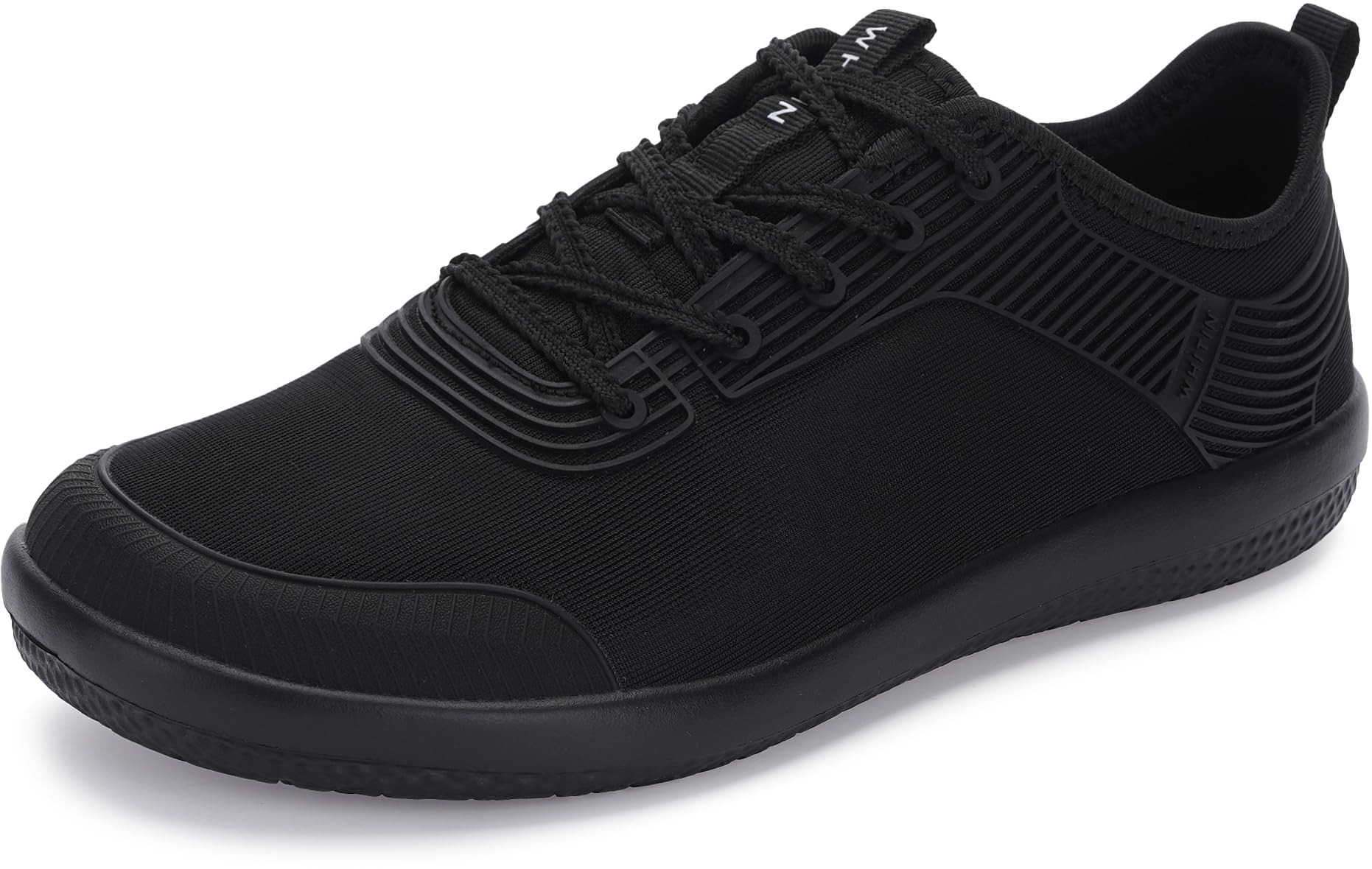 WHITIN Beach Shoes for Men Outdoor Aqua Water Aerobic Adult Boat Travel Sports Deck Fishing Boating Kayaking Sailing Size 11 Quick Drying Swim Pool Black 45