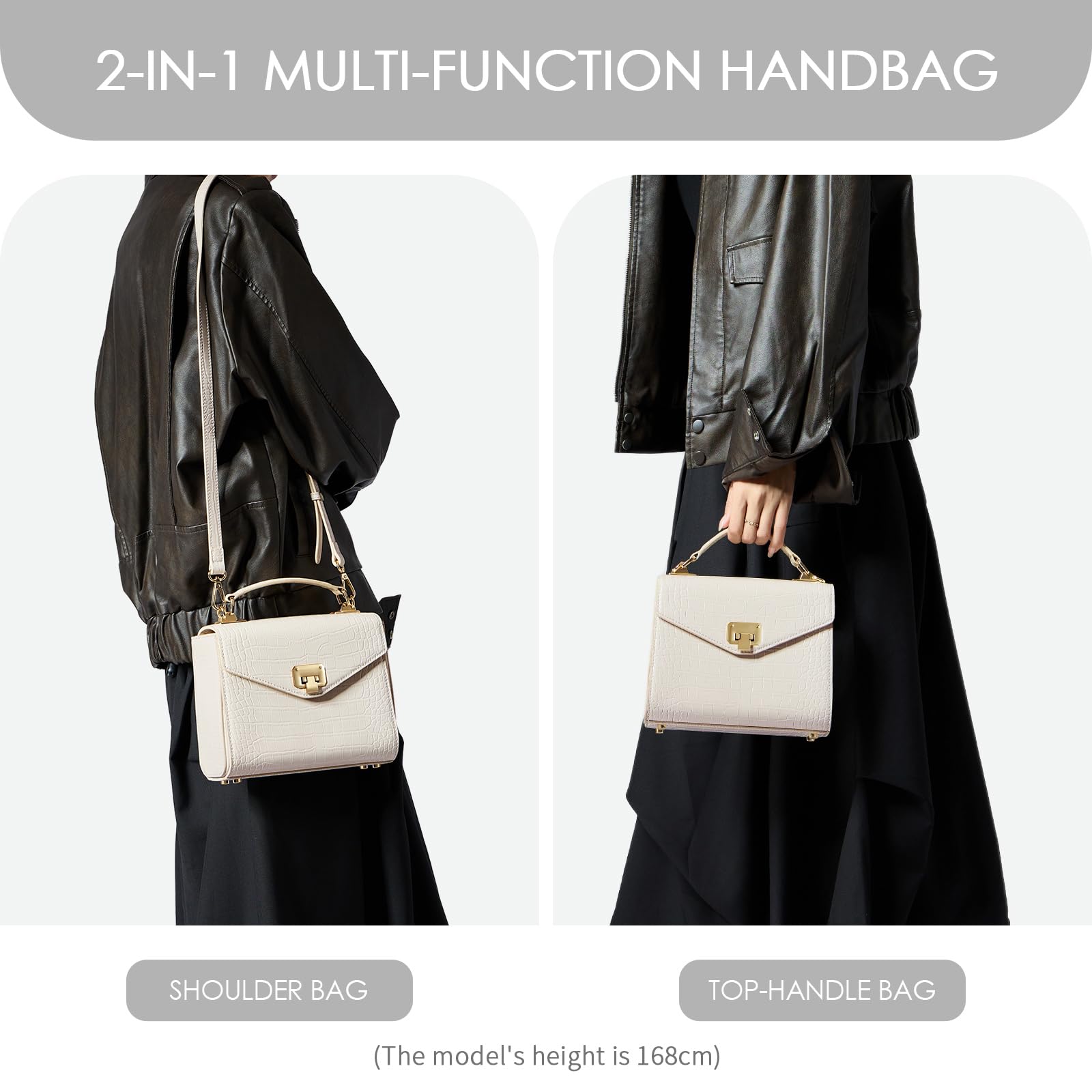 VICTORIA HYDE Bolso cruzado para mujer, de cuero genuino vegano, maletín con bolsas pequeñas y cuadradas, Oscuro