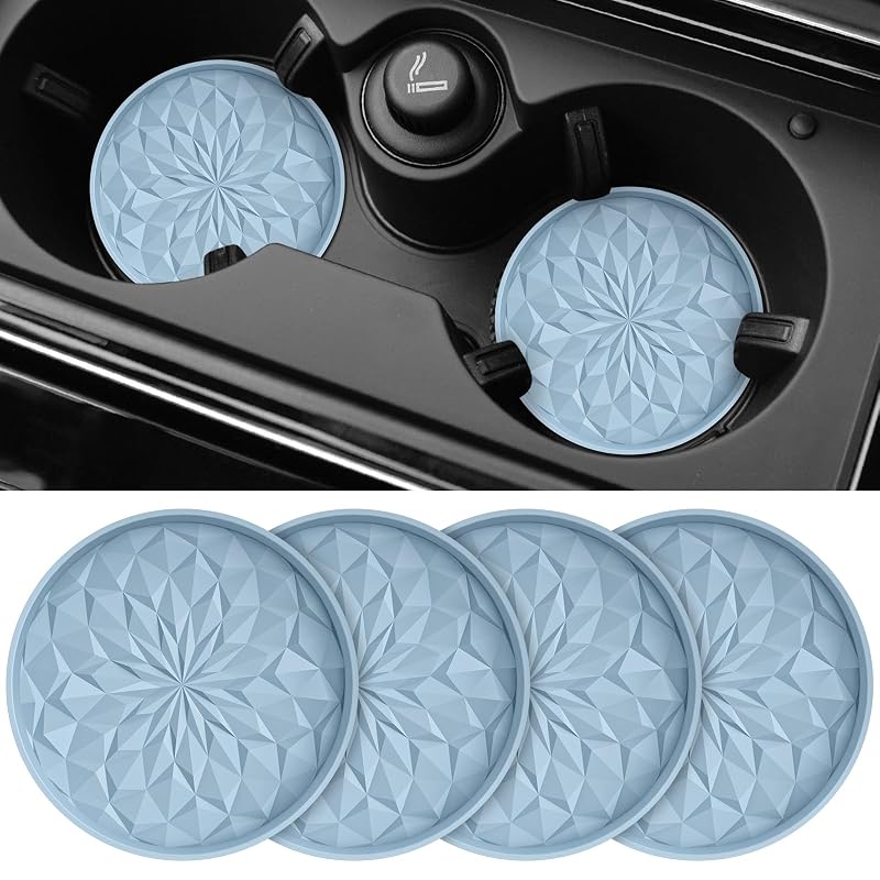 ME.FAN Porta-Copos para Carro em Silicone com Borda Elevada e Design Diamante, 4 Unidades
