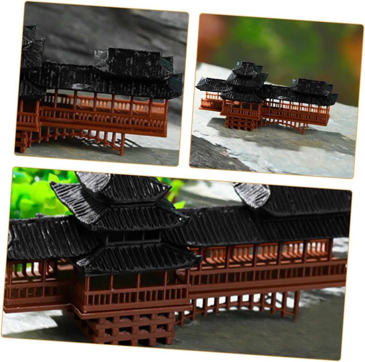 2pcs Miniature Bridge Decor Plastic Traditional Chinese Architecture