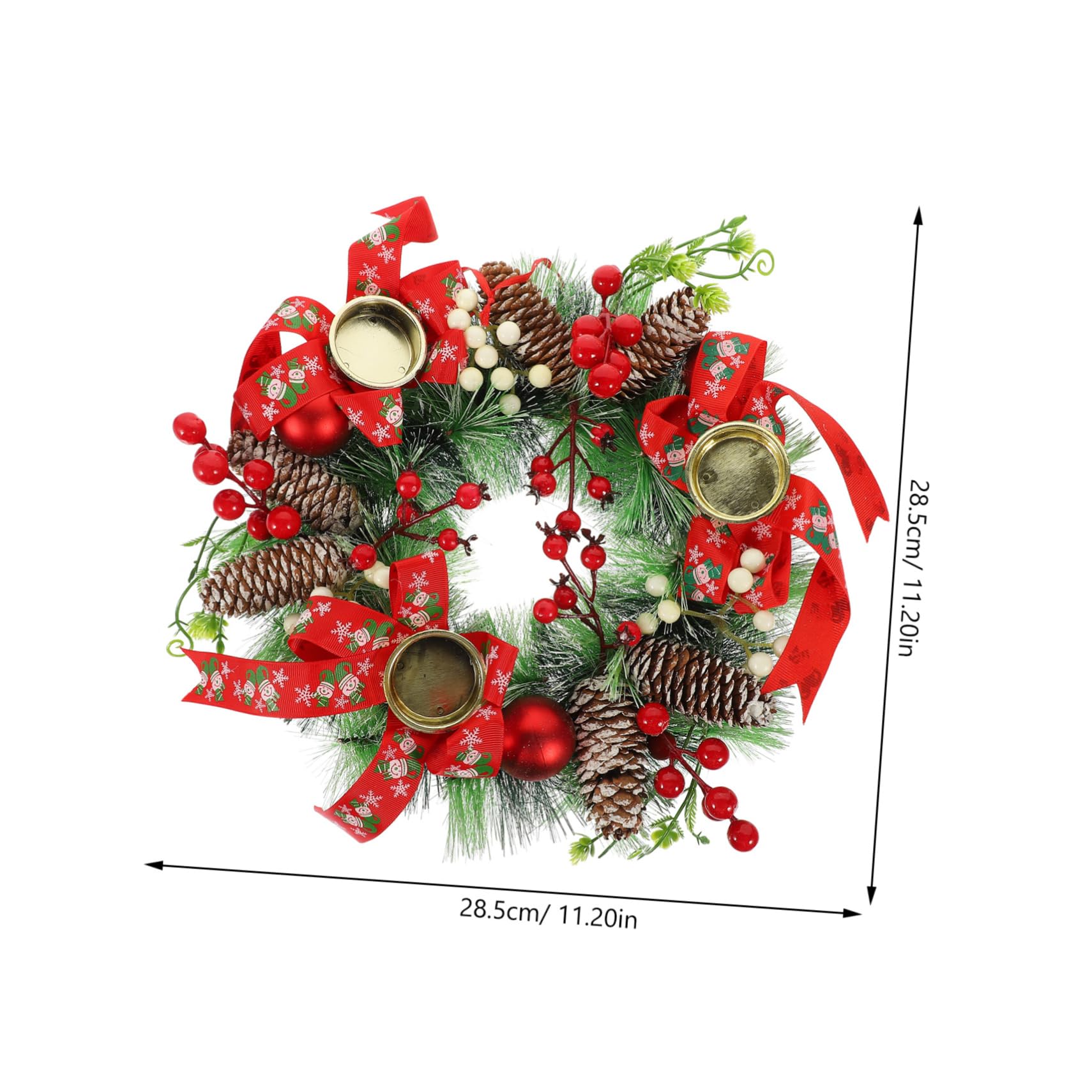 FUNOMOCYA Candle Holder Christmas Ornament 12 Pcs Xmas Wreath Candle Holder Table Centerpiece