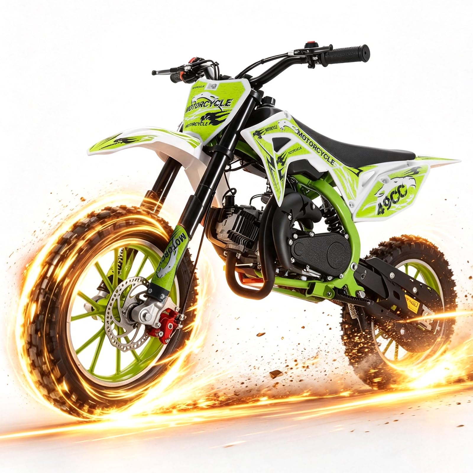 2026 New 50cc Dirt Bike for Kids 2-Stroke, Toddler Gas Powered Mini Bike with Front Rear Disc Brakes, Speeds up to 40KM/H, Gas Motorcycle for Children, Ideal Gifts for Boys Girls, Blue (Green L)