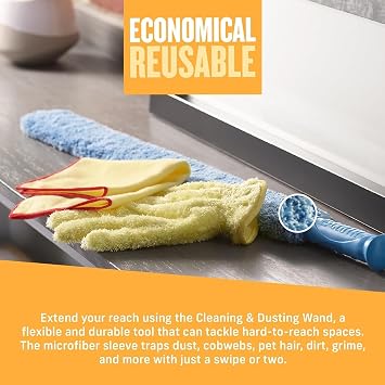 E-Cloth Duster & Cleaning Bundle - Microfiber Cloth Set, Includes Flexi-Edge Floor Dusting Mop, High Performance Dusting Cloth & Glove, Cleaning Wand, and Replacement Mop Head