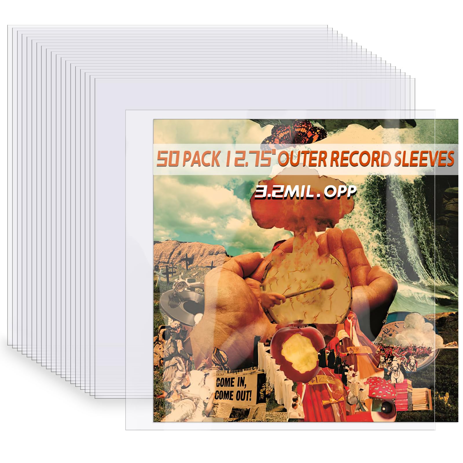 Fundas para discos de vinilo, fundas de plástico transparente de 12 pulgadas para discos LP exteriores, cubiertas de álbum de 12.75 x 12.5 pulgadas de 4.7 mil, fundas protectoras individuales y dobles