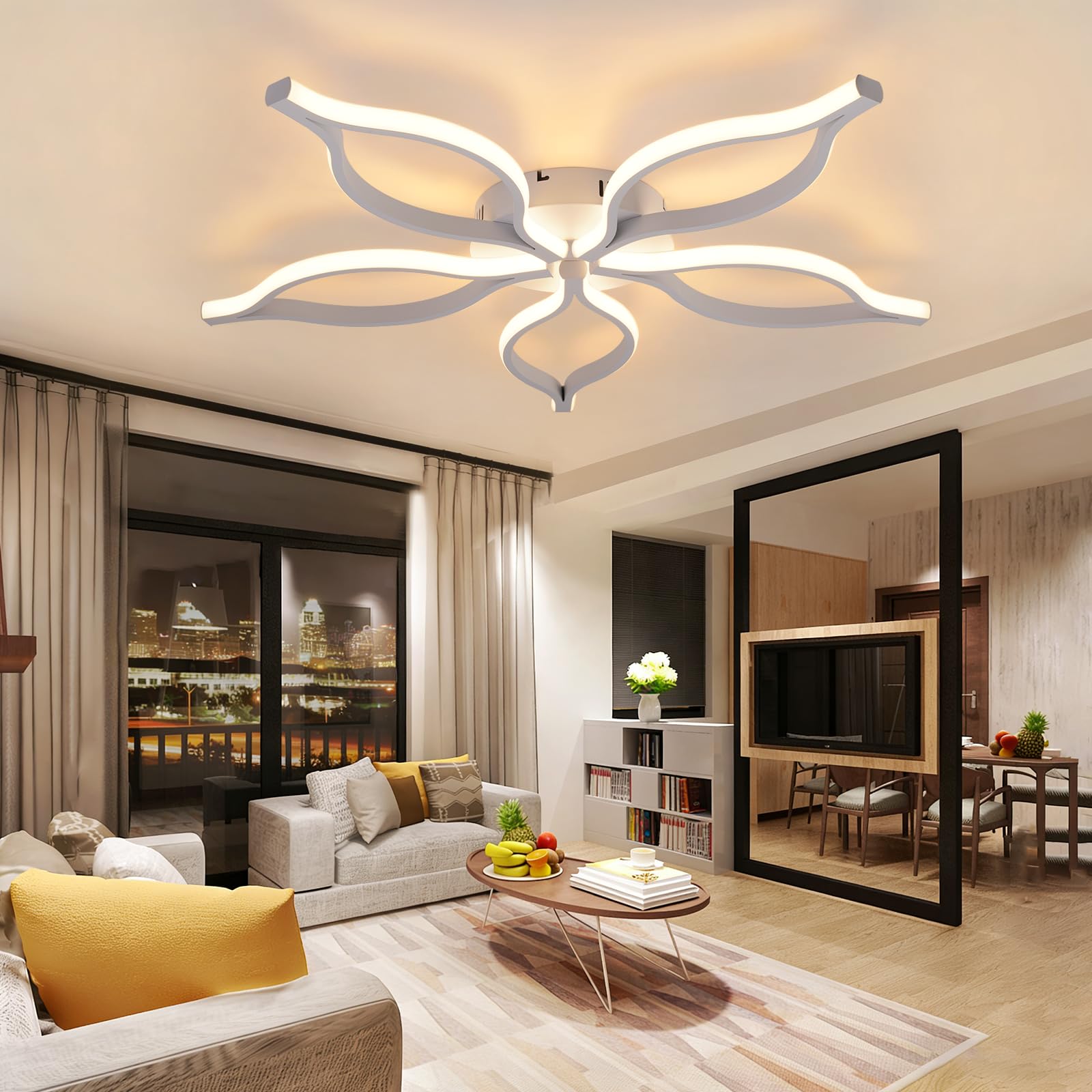 CBJKTX Lampa sufitowa LED do salonu, nowoczesny design, 80 cm, 75 W