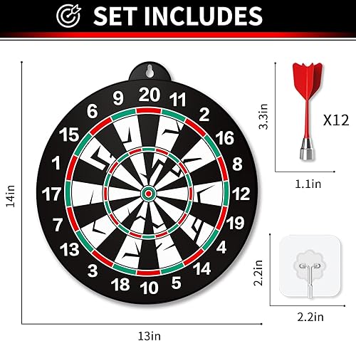 Miniatura 2 de Bennol 14 piezas de tablero de dardos magnéticos de doble cara para niños y niños, juguetes de tablero de dardos para niños de 3, 4, 5, 6, 7, 8, 9,