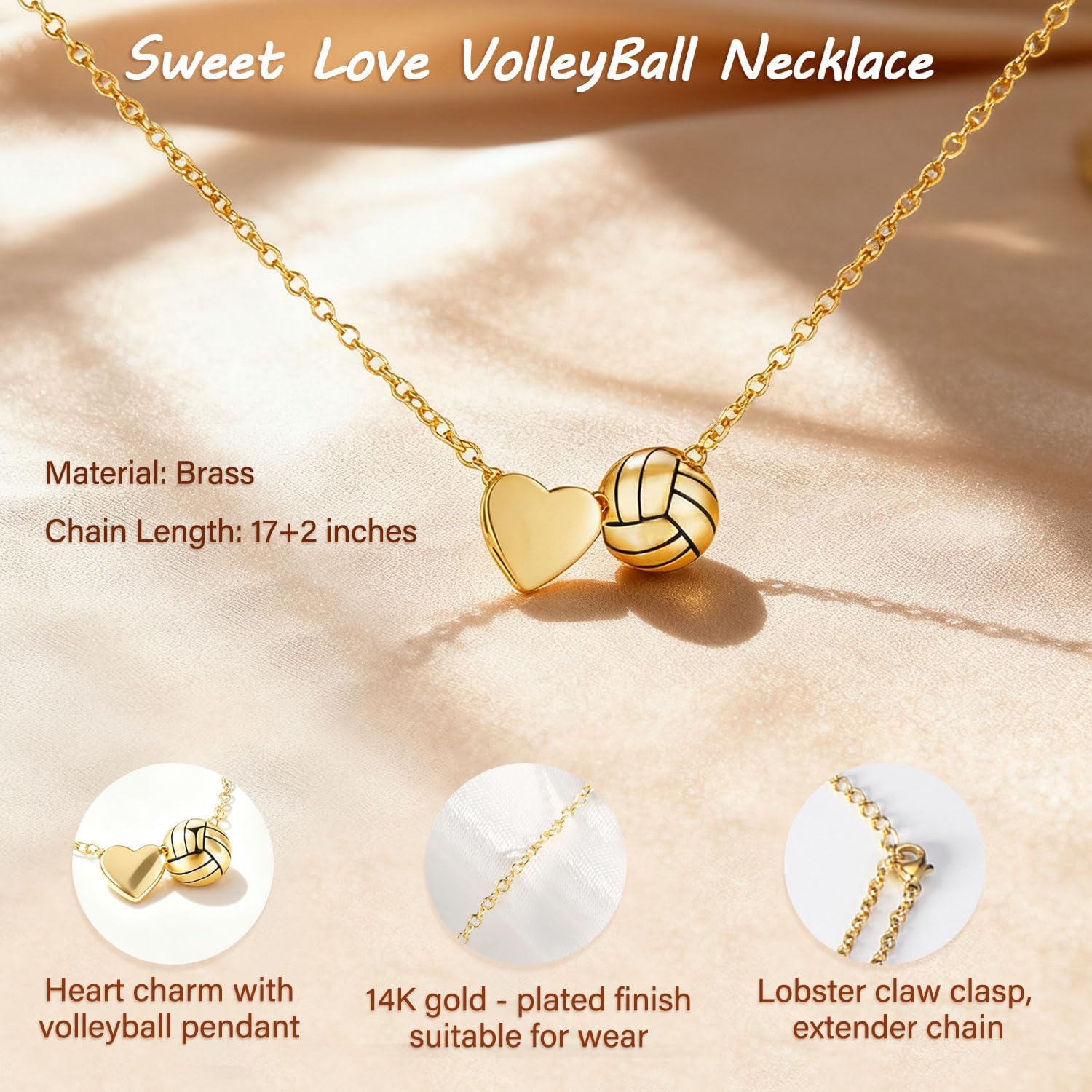 Sweet Love Ball Necklace Softball Soccer Volleyball Basketball Sports Accessories Jewelry Christmas Gift for Women Girlfriend Daughter - Image 3