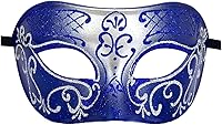 Vista 12 de Masquerade Mask For Men - Antique Look Mask for Halloween, Venetian Party, Masquerade Party, Mardi Gras, & Prom Azul / dorado medio cuadros