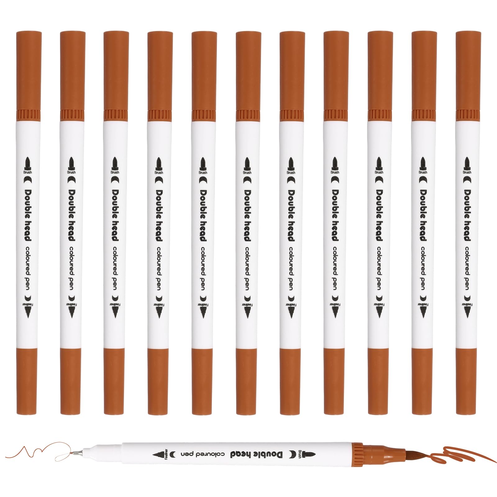 PATIKIL 12Pack Dual Brush Markers, Light Brown Watercolor Fine and Brush Tips Pens Colored Marker Calligraphy Coloring Art Supplies Set for Coloring Book Illustration Sketching Journaling