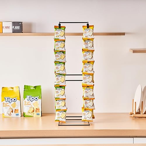 Miniatura 7 de Glolaurge Soporte para chips, soporte de exhibición de chips con 32 clips, organizador de chips de metal de 2 filas, soporte de chips duradero y