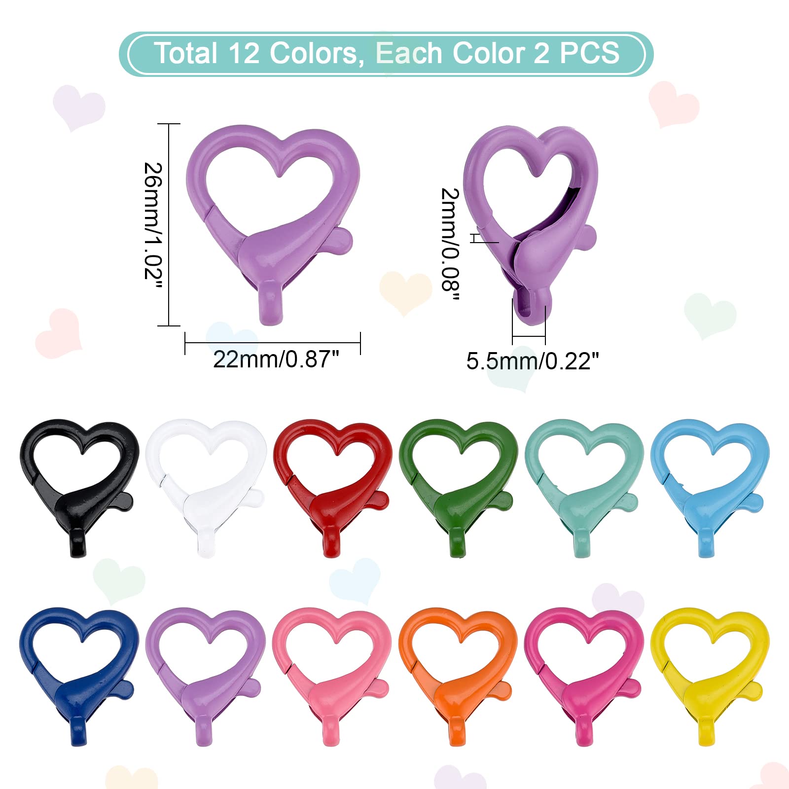 Amazon.com: PH Pandahall 24pcs Heart Shape Lobster Claw Clasps 12
