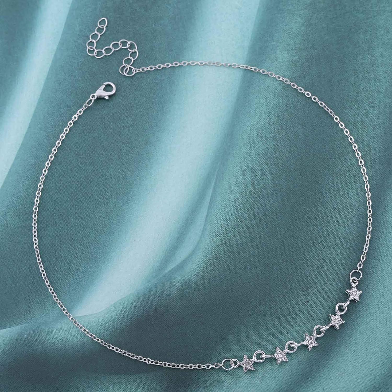Vintage Crystal Star Pendant Necklace Rhinestone Star Choker Necklace Sparkly Crystal Choker Silver Cz Necklace for Women - Image 3